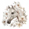 20 High-Quality White Floral Horse Clipart - White horse digital watercolor JPG instant download for commercial use - Digital download