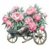 20 High-Quality Peonies Wheelbarrow Clipart - Wheelbarrow digital watercolor JPG instant download for commercial use - Digital download