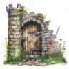 20 High-Quality Castle Entrance Clipart - Castle entrance digital watercolor JPG instant download for commercial use - Digital download