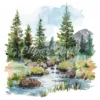 19 High-Quality Crystalline Stream Clipart - Crystalline digital watercolor JPG instant download for commercial use - Digital download