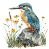 20 High-Quality Floral Kingfisher Clipart - Floral kingfisher digital watercolor JPG instant download for commercial use - Digital download
