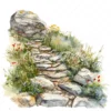 20 High-Quality Rocky Path Clipart - Rocky path digital watercolor JPG instant download for commercial use - Digital download