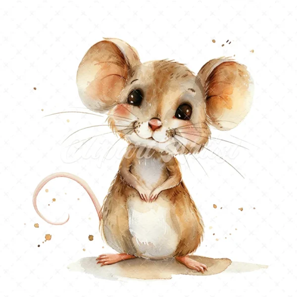 20 High-Quality Cute Mouse Clipart - Cute mouse digital watercolor JPG instant download for commercial use - Digital download