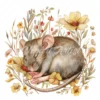 20 High-Quality Mice Sleep In Flower Clipart - Mice sleep digital watercolor JPG instant download for commercial use - Digital download