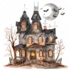 20 High-Quality Haunted House Clipart - Haunted house digital watercolor JPG instant download for commercial use - Digital download