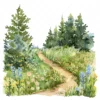18 High-Quality Spring Meadow Trail Clipart - Spring meadow trail watercolor JPG instant download for commercial use - Digital download