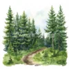 20 High-Quality Forest Trail Clipart - Forest trail landscape watercolor JPG instant download for commercial use - Digital download