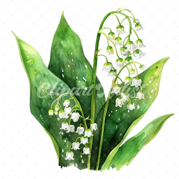 20 High-Quality Lily Of Valley Clipart - Lily of the valley digital watercolor JPG instant download for commercial use - Digital download