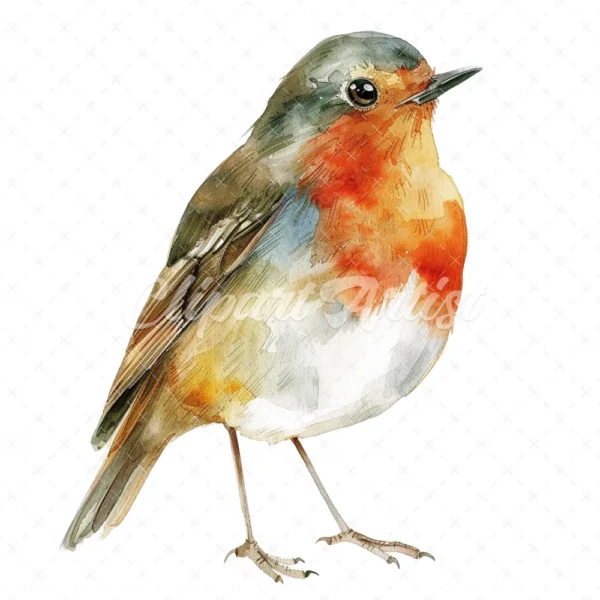 20 High-Quality Quirky Robin Clipart - Quirky robin bird digital watercolor JPG instant download for commercial use - Digital download