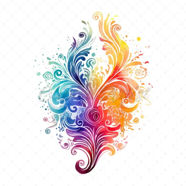 20 High-Quality Rainbow Mehndi Clipart - Rainbow mehndi digital watercolor JPG instant download for commercial use - Digital download