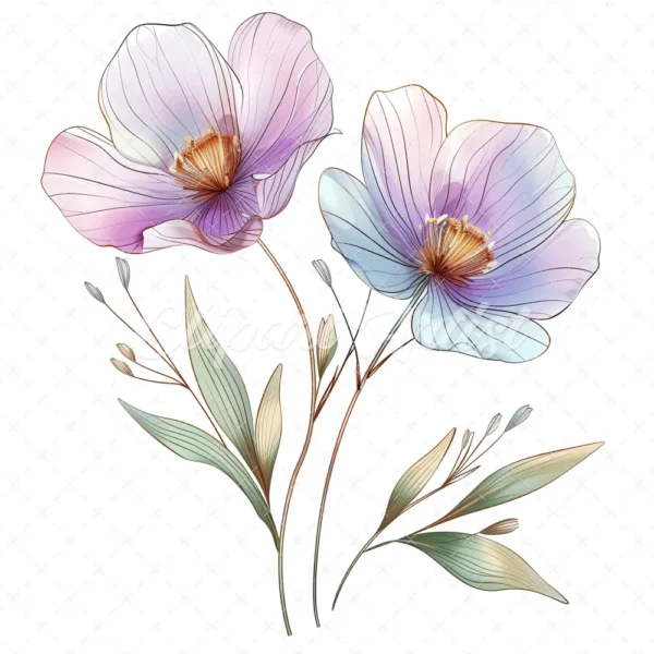 19 High-Quality Wild Flower Clipart - Colorful wild flower digital watercolor JPG instant download for commercial use - Digital download
