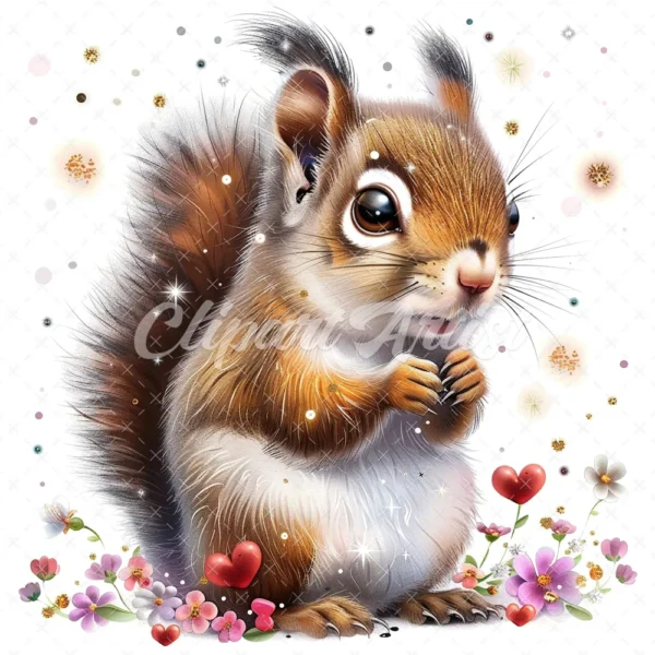 24 High-Quality Cute Baby Squirrel Clipart - Cute baby squirrel digital watercolor JPG instant download for commercial use -Digital download