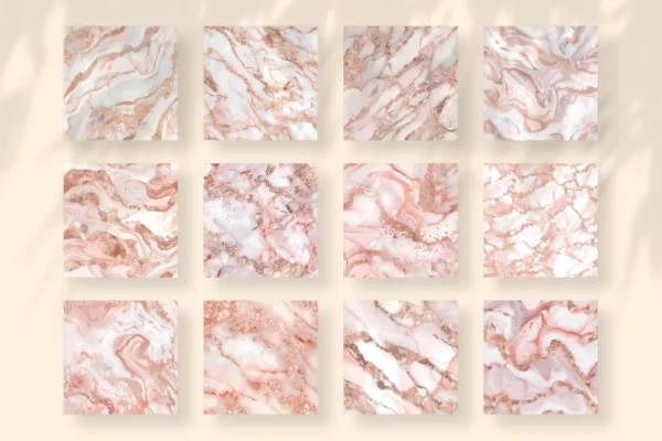 Rose Gold Marble Seamless Digital Paper - 69 Scrapbook patterns, Blush pink marble patterns, Marble foil, Commercial use, Digital download