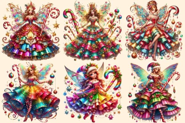 Christmas Fairies PNG Clipart Collection - 25 PNG, Festive fairy graphics png, Holiday magic illustrations, Commercial use, Digital download