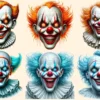 Psycho Clowns PNG Clipart Collection - 31 PNG, Spooky clown illustrations, Haunted circus graphics, Commercial use, Digital download
