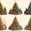 Christmas Trees (P-2) PNG Clipart Collection - 28 PNG, Festive tree images, Seasonal holiday illustrations, Commercial use, Digital download