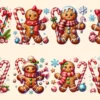 Gingerbread Man PNG Clipart Collection - 40 PNG, Holiday cookie illustrations, Festive printable art, Commercial use, Digital download