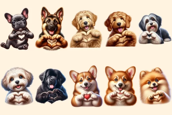 Dog Hearts PNG Clipart Collection - 48 PNG, Charming puppy illustrations, Sweet dog love printables, Commercial use, Digital download
