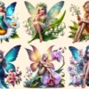 Floral Fairies PNG Clipart Collection - 30 PNG, Magical fairy graphics, Floral themed printables, Commercial use, Digital download