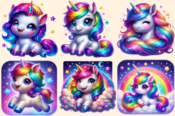 Unicorns PNG Clipart Collection - 26 PNG, Whimsical unicorn graphics, Fairytale inspired printables, Commercial use, Digital download