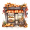 20 High-Quality Autumn Storefront Clipart - Autumn storefront digital watercolor JPG instant download for commercial use - Digital download