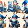 Mechanic Gnomes PNG Clipart Collection - 30 PNG, Cute gnome graphics, Car mechanic gnome printables, Commercial use, Digital download
