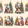Santa Claus PNG Clipart Collection - 42 PNG, Christmas santa illustrations, Festive printables, Commercial use, Digital download