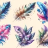 Feathers PNG Clipart Collection - 31 PNG, Artistic feather illustrations, Elegant printables, Commercial use, Digital download