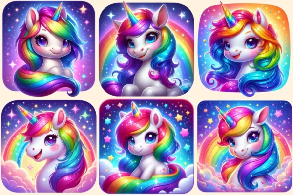 Unicorns (P-2) PNG Clipart Collection - 25 PNG, Whimsical unicorn graphics, Fairytale inspired printables, Commercial use, Digital download