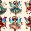 Little Fairies PNG Clipart Collection - 28 PNG, Black fairy graphics, African heritage magic art, Commercial use, Digital download