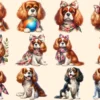 Cavalier King Charles Spaniel PNG Clipart Collection - 53 PNG, Charming dog illustrations, Spaniel art, Commercial use, Digital download