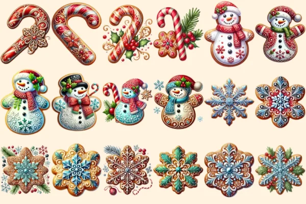 Christmas Cookies PNG Clipart Collection - 82 PNG, Holiday cookie graphics, Festive treat art, Commercial use, Digital download