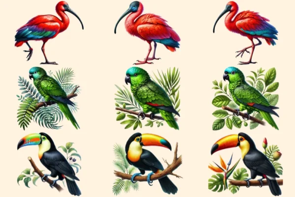 Jungle Birds PNG Clipart Collection - 42 PNG, Exotic feathered graphics, Tropical bird art, Commercial use, Digital download