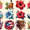 Puerto Rico PNG Clipart Collection - 58 PNG, Tropical travel illustrations, Puerto rico island prints, Commercial use, Digital download