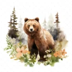 20 High-Quality Brown Bear Clipart - Brown bear digital watercolor JPG instant download for commercial use - Digital download