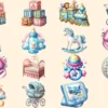 Baby Shower PNG Clipart Collection - 80 PNG, Adorable kids' party illustrations, Festive printables, Commercial use, Digital download