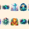 Glowing Jellyfish PNG Clipart Collection - 49 PNG, Underwater creature graphics, Ocean life printables, Commercial use, Digital download