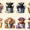 Highland Cows PNG Clipart Collection - 34 PNG, Cute cow illustrations, Charming highland cattle art, Commercial use, Digital download