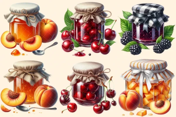 Jam Jars PNG Clipart Collection - 26 PNG, Sugary dessert jar graphics, Preserved sweets printables, Commercial use, Digital download