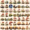 Mushrooms Watercolor Clipart Bundle - 520+ transparent PNG, Mushrooms png, Enchanted nature illustrations, Commercial use,Digital download