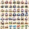 Gnomes Watercolor Clipart Bundle - 520+ transparent PNG, Enchanted gnome graphics png, Storybook gnome png, Commercial use, Digital download