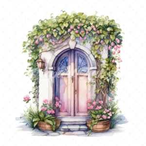 19 High-Quality Cottagecore Doors Clipart - Cottagecore doors digital watercolor JPG instant download for commercial use - Digital download