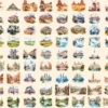 Landmarks Watercolor Clipart Bundle - 620+ transparent PNG, Popular landmark graphics, top wonders clipart, Commercial use, Digital download