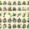 Herbal Witches Watercolor Clipart Bundle - 310+ transparent PNG, Whimsical fantasy graphics, Enchanted png, Commercial use, Digital download