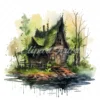 20 High-Quality Swamp Witch Houses Clipart - Witch houses digital watercolor JPG instant download for commercial use - Digital download