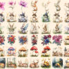 Magical Forests Watercolor Clipart Bundle - 350+ transparent PNG, Magical forest graphics, Nature images, Commercial use, Digital download