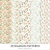 Peach Blush Summer Seamless Patterns, Cottagecore JPEG, Floral summertime pattern, Peony flowers repeating pattern, Digital scrapbook paper