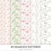 Spring Planner Seamless Patterns, Springtime Floral JPEG, Floral seamless pattern, Spring blossom repeating pattern, Digital scrapbook paper