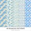 Ocean Breath Seamless Patterns, Summer Beach JPEG, Footprints trail pattern, Coral, Ocean waves repeating pattern, Digital scrapbook paper