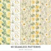 Boho Summer Seamless Patterns, Bohemian beachwear JPEG, Feathers pattern, Tropical, Wildflower repeating pattern, Digital scrapbook paper